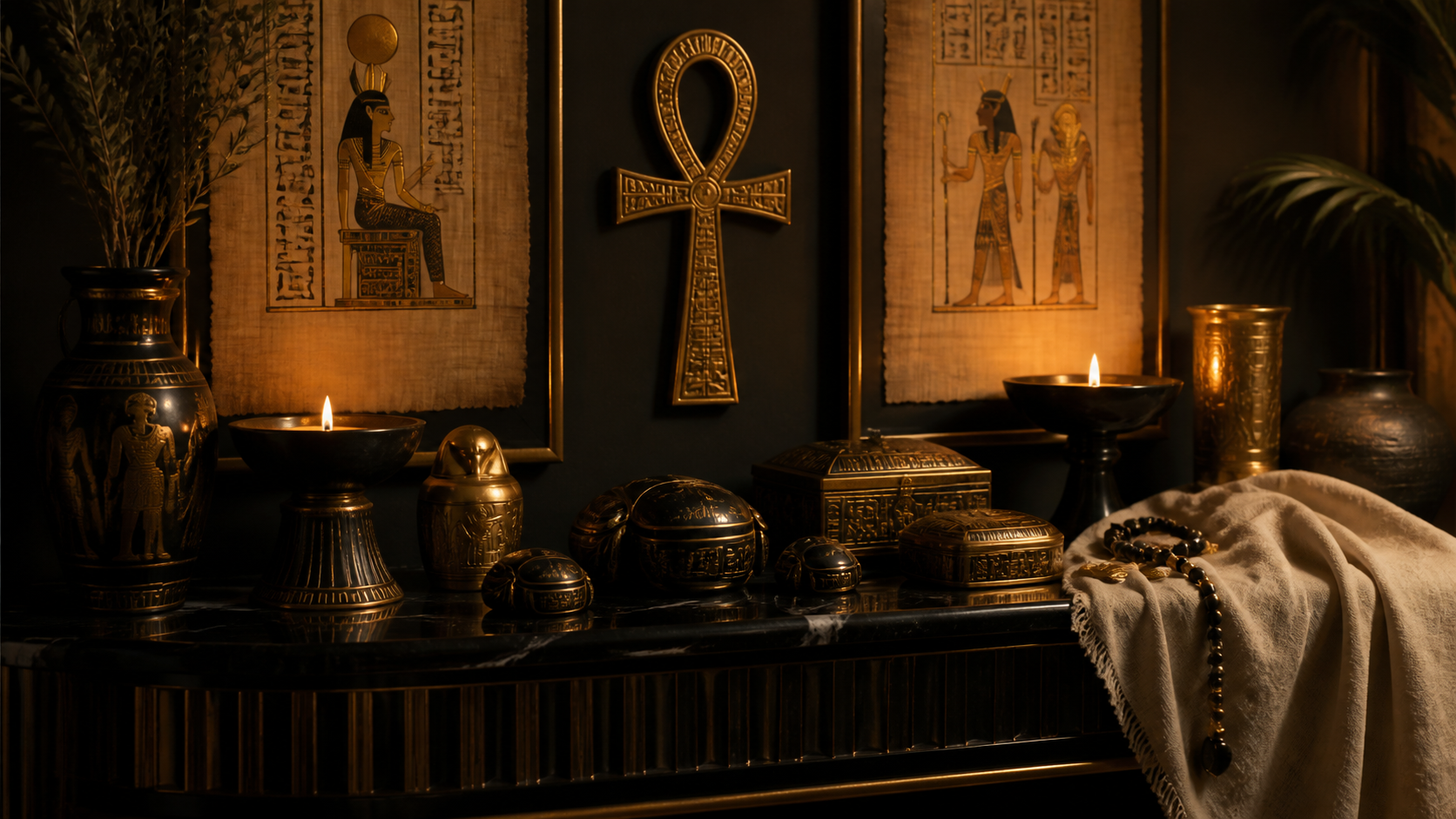 Banniere photorealiste Atelier Pharaon - Decoration egyptienne
