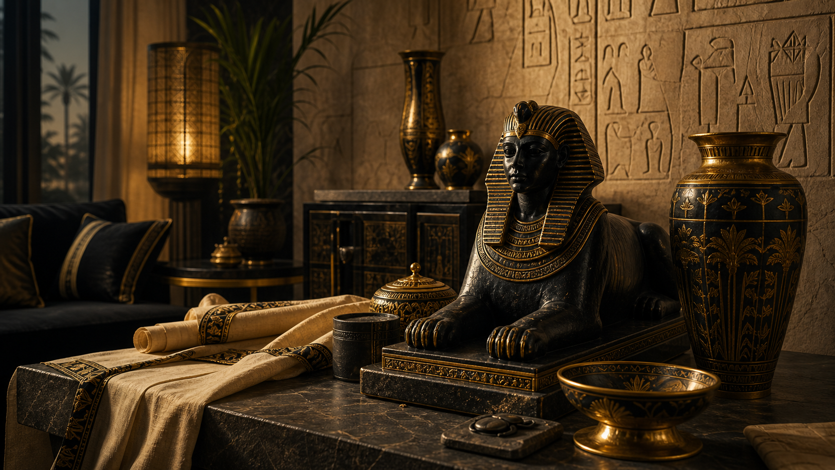 Banniere photorealiste Atelier Pharaon - Decoration egyptienne