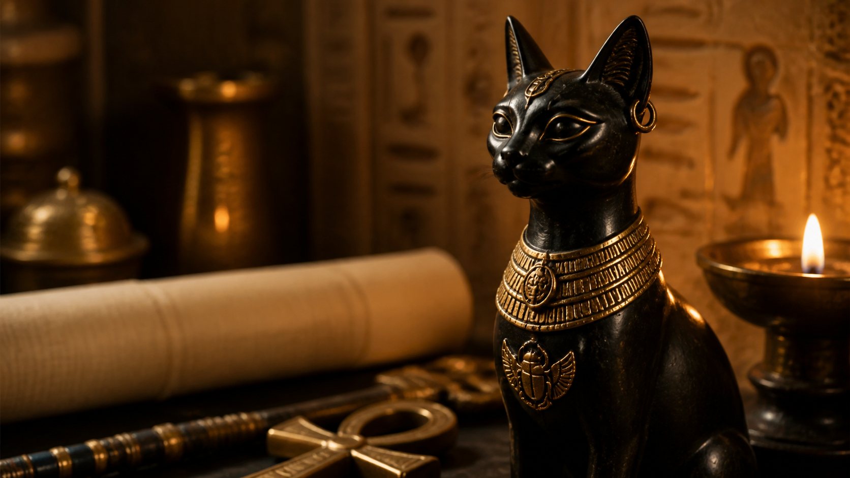 Banniere photorealiste Atelier Pharaon - Statues egyptiennes